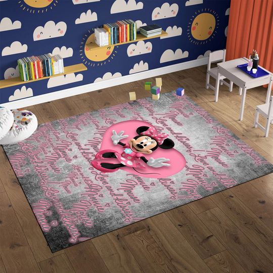 Discover Minnie Mouse Rug,Nursery Rug, Kids Rug, Minimalist Rug, Custom Rug, Popular Rug, Nursery Decor, Area Rug, Kids Room Rug,Gift For Kids