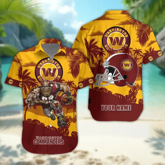 Discover Washington Commanders Personalized Gridiron Warrior Hawaiian Shirt