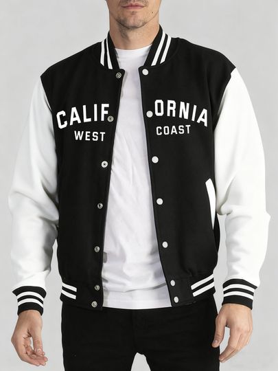 Discover California West Coast Art Letter Printing Tops Man Soft Minimalist Baseball Uniform Autumn&nbsp;Winter Jacket Comfy Loose Menswear