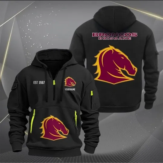 Discover Brisbane Broncos NRL Zip Hoodie For Fans