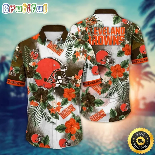 Discover football Cleveland Browns Hawaiian Shirt Flower Trendy Floral Shirt