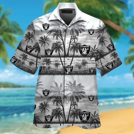 Discover Las Vegas Raiders Short Sleeve Button Up Tropical Hawaiian Shirt