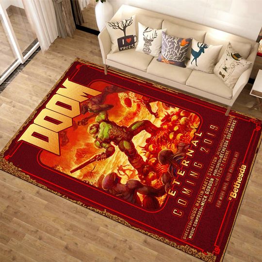 Discover Dooom Rug, Dooom Game Rug, Video Game Rug, Gamer Rug, Gamer Gifts, Gamer Room Rug, Gift for Boys, Fantastic Rug, Popular Rug, Modern Rug