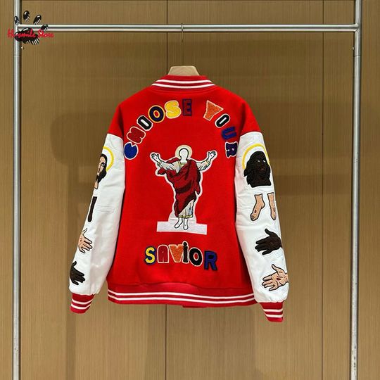 Discover Autumn Winter Coats Red Saint Baseball Jackets Men Woman Streetwear Casual Fashion Retro Classic Outerwear