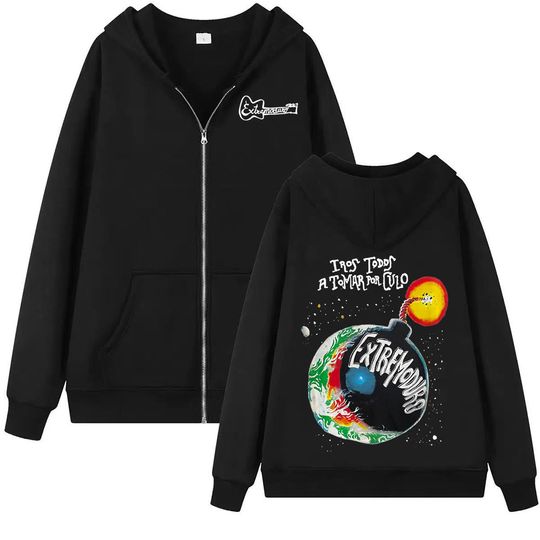Discover Rock Band Extremoduro Tour 2026 Zip Up Hoodies Men's Fashion Gothic Fleece Sweatshirts Coats Oversized Zipper Hoodie Streetwear