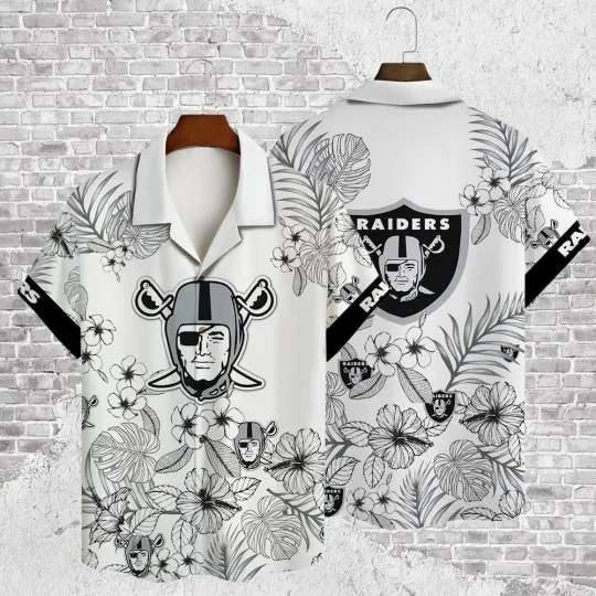Discover Las Vegas Raiders Monochrome Bloom Hawaiian Shirt