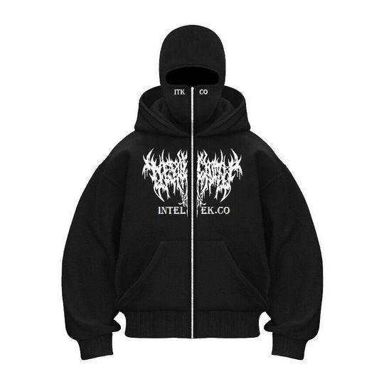New Autumn Winter cotton Unisex zip up hoodies Ninja jacket Men's Women's Balaclava Hooded Mask Design cold culture sweatshirt