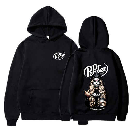 Discover Killer Mama Dr Pepper Halloween Harajuku Print Men's and Women's Casual Fashion Hooded Long-Sleeved Sweatshirt Street Tops