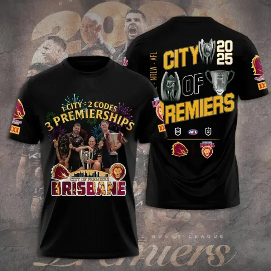 Discover Brisbane Broncos x Brisbane Lions 2025 Premiers 3D T-Shirt