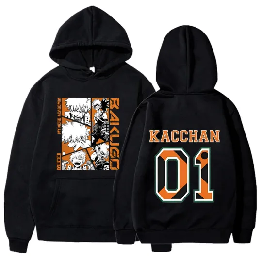 Discover Anime Bakugou Katsuki printed hoodies for men and women, fashionable pullovers for autumn and winter, and women's sweatshirts