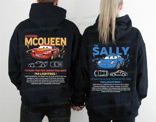 Discover 2026 Lightning Mcqueen & Sally Couples Sport Hoodies Men Women Autumn Winter Oversize Long Sleeve Sweatshirt Y2K Men's Hoodies