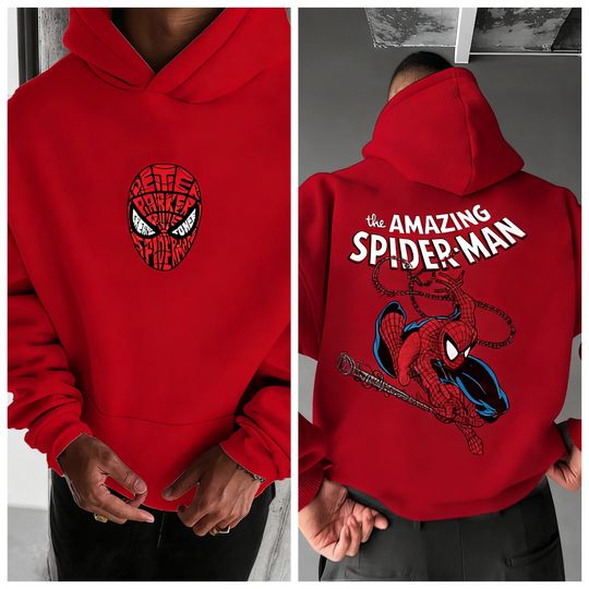 Discover Marvel Spider Man Cotton Hoodie Autumn Winter Warm Wear Versatile Pocket Design for Casual Travel and Mountain Climbing