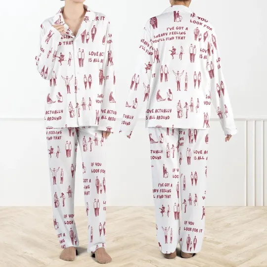 Discover Love Actually Is All Around Pajama Set For Women And Kids, Romantic Movie Pjs