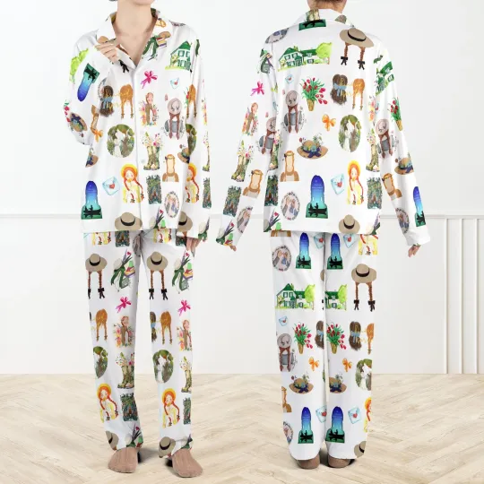 Anne of Green Gables Pajamas, Cute Bookish Sleepwear Set, Watercolor Print PJs