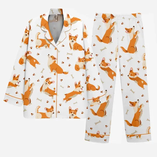 Discover Women’s Corgi Pajamas, Animal Print Sleepwear, Summer Lounge Gift