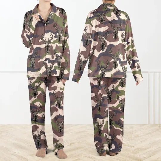 Discover Deer Camo Pajamas Set For Women And Kids, Hunting Pajamas, Camouflage Sleepwear