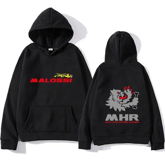 Discover 2025 Autumn/Winter Malossi Printed Hoodie Men's and Women's Retro Street Wear Hip Hop Style Fashion Men's Casual Sweatshirt
