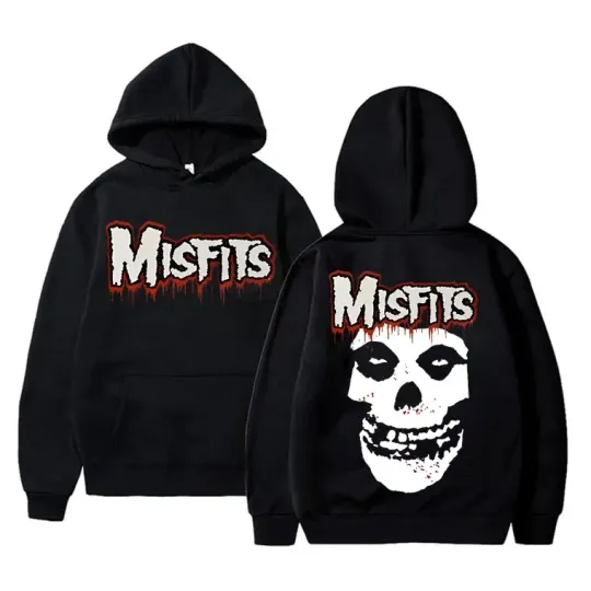 Horror Punk Misfits Skull Rock Print Hoodie Male Fleece Cotton Sweatshirt Men Women Gothic Vintage Long Sleeve Hoodies
