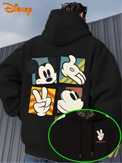 Discover Men's Pocket Hoodie Mickey Mouse Series Popular Cartoon Print Long-Sleeve Clothing Popular Streetwear Men's Hoodie Winter Style