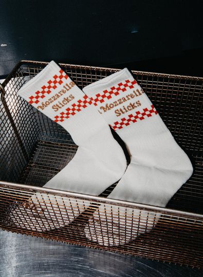 Discover Mozzarella Sticks Fried Italian Cheese Checkerboard Socks, Funny & Cool Unisex Socks