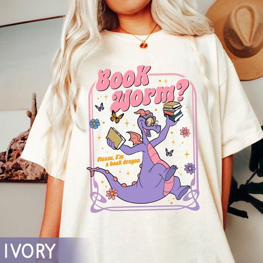 Discover Vintage Figment Imagination Bookworm Please Im A Book Dragon T-shirt