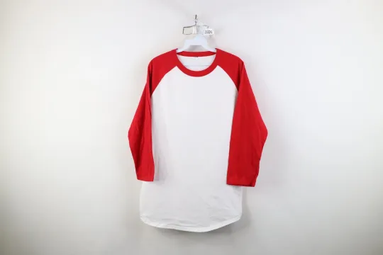 Discover Vintage 90s Streetwear Mens Medium Blank 3/4 Sleeve Raglan Baseball T-Shirt