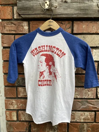 Discover Vintage Washington  Chief Head 70s 80 Shirt youth M adult XS Raglan