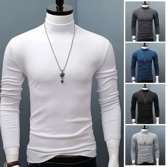 Discover Mens Mock Turtle Neck Sweater Top T-Shirt Shirt Tee Extra Soft Winter-Warm