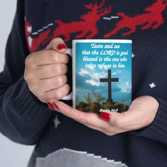 Discover Scripture Cross Scene Mug | Inspirational Bible Verse Coffee Cup