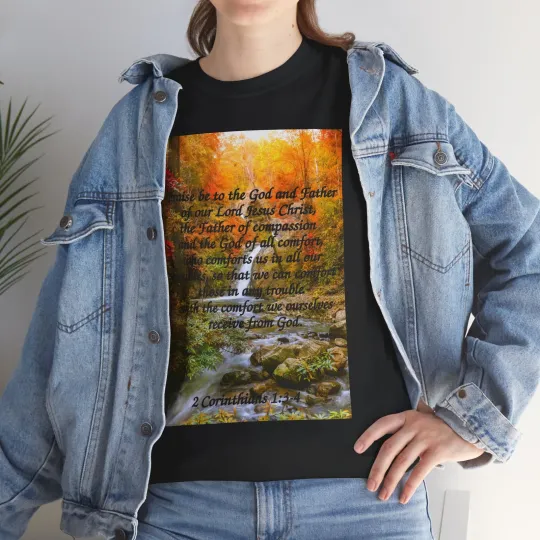 Discover Bible Verse Autumn Stream Tee |  2 Corinthians Scripture Shirt