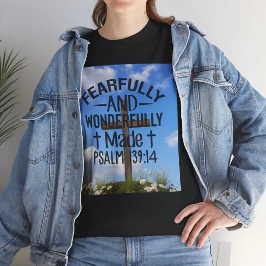 Discover Fearfully and Wonderfully Made Psalm 139:14 T-Shirt | Christian Faith Tee