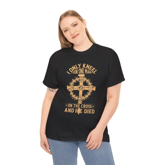 Discover I Only Kneel For One Name T-Shirt | Christian Cross Faith Tee