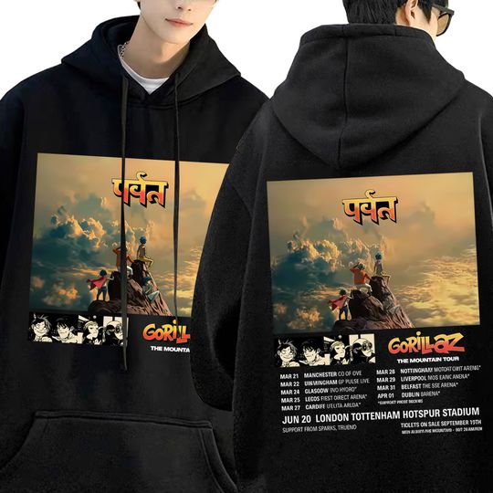 Discover Rock Band Gorillaz The Mountain Album Tour 2026 Hoodie Men Women Retro Fashion Oversized Streetwear Male Casual Pullover Hoodies