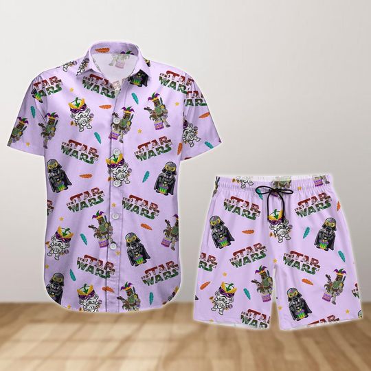 Discover Star Wars Mardi Gras Button Shirt And Shorts, Mardi Gras Party Celebration, Disney Mardi Gras Carnival Shirt, Happy Mardi Gras Gifts