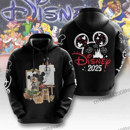 Discover Disney Trip 2025 Hoodies, Family Vacation Outfits, Disneyland Cartoon Movie Clothing, Mickey and Minnie Lover Gifts