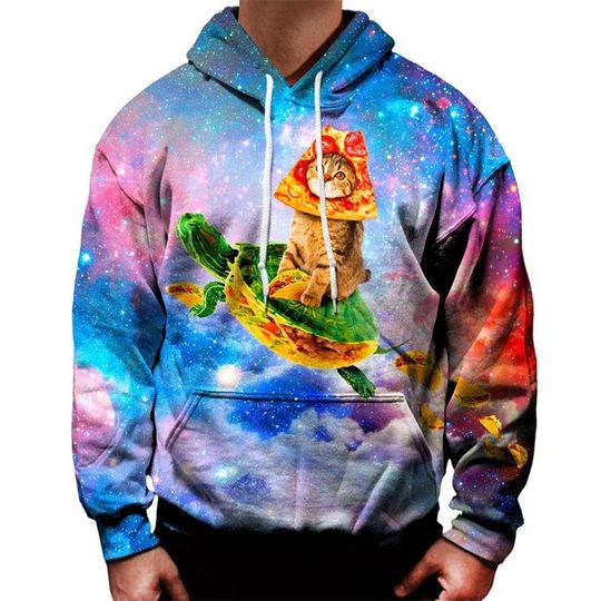 Discover Funny Cat Hoodies Animal 3D Print Men's Oversized Hooded Sweatshirts Harajuku Tracksuits Y2k Pullover Tops Coat Male Clothing