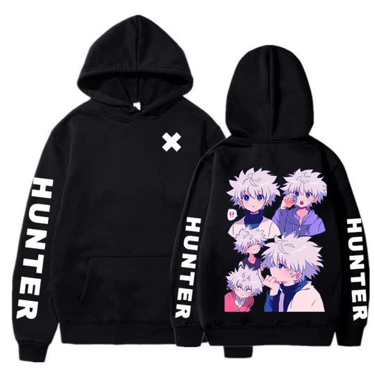 xHunter Japan Anime Men Women Hoodies Killua Zoldyck Gon Harajuku Unisex Pullover Casual Plus Size Streetwear Sweatshirt
