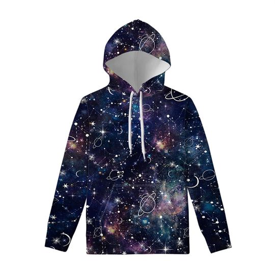 Discover Space Galaxy Pattern Hoodie For Men Colorful 3D Printed Sweatshirts Casual Loose Hoodies Streetwear Tops Pullover Long Sleeves