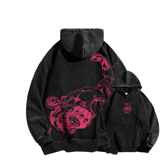 Discover JoJo's Bizarre Adventure Clothing Kira Yoshikage Graphic Hooded Men Cotton Hoodies Vintage Washed Sweatshirt Harajuku Streetwear