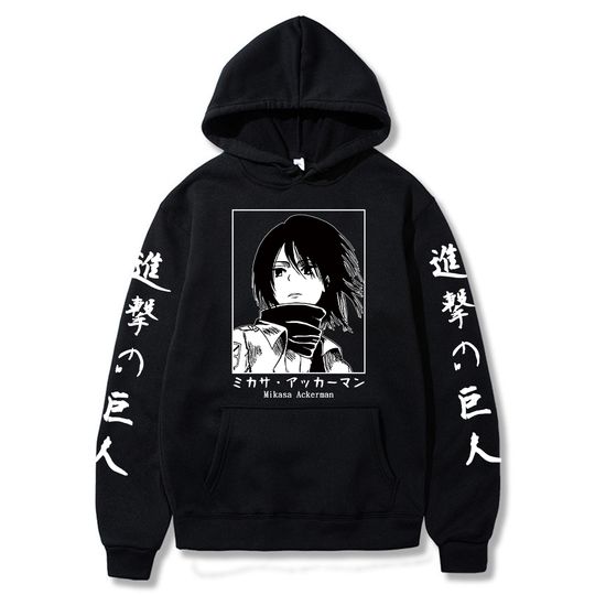 AO Titan Manga Hoodies Anime Mikasa Ackerman Printed Sweatshirt Casual Clothes Harajuku Hoodies Sweatshirt