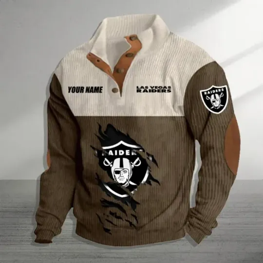 Personalized Las Vegas Raiders Sports Corduroy Stand Collar Sweatshirts