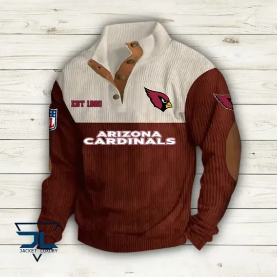 Arizonna Cardinals Sports EST 1920 Corduroy Stand Collar Sweatshirts