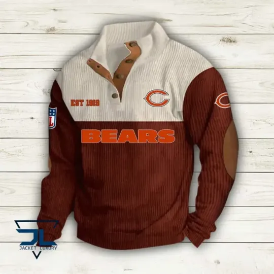 Discover Chicago Bears Sports EST 1919 Corduroy Stand Collar Sweatshirts