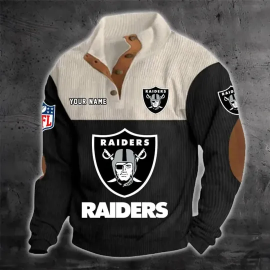 Personalized Las Vegas Raider Corduroy Stand Collar Sweatshirt, Gift For Men