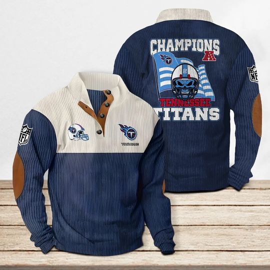 Tennessee Titans Corduroy Stand Collar Sweatshirt, Men Football Clothing, Game Day Outfit