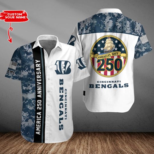 Cincinnati Bengals US 250th Anniversary Button Shirt Summer Holiday Gifts