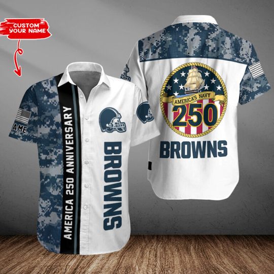 Cleveland Browns US 250th Anniversary Button Shirt Summer Holiday Gifts