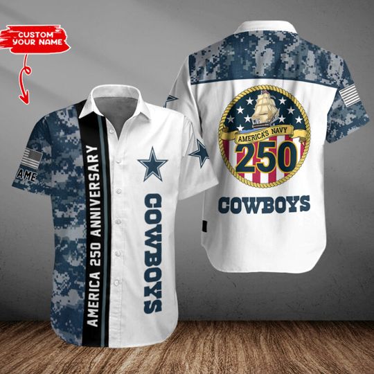 Dallas Cowboys US 250th Anniversary Button Shirt Summer Holiday Gifts