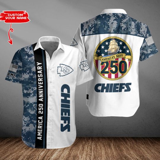 Kansas City Chiefs US 250th Anniversary Button Shirt Summer Holiday Gifts