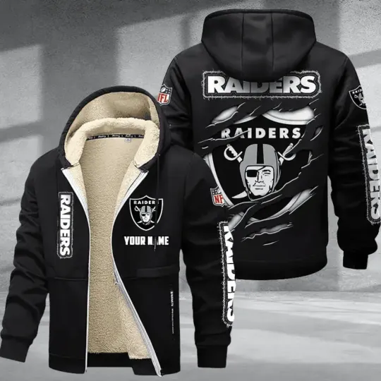 Discover Personalized Las Vegas Raiders Sherpa-Lined Zip Hoodie